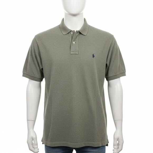 Vintage 90s Polo Ralph Lauren Short Sleeve Collared Shirt Gray Green Preppy XL - Picture 1 of 8